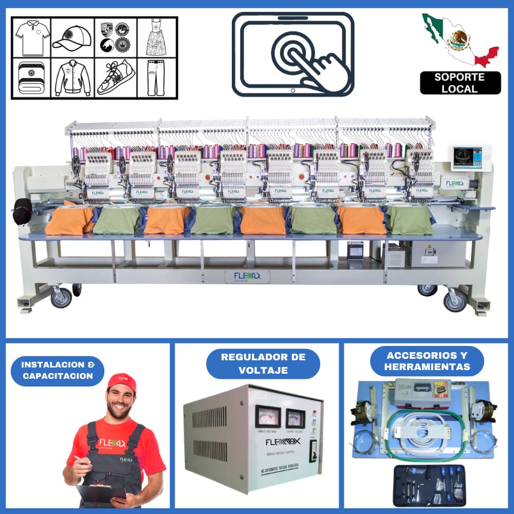 UNIFORM1208 Industrial Embroidery Machine - 12 Colors, 1,000 RPM, Full Pack